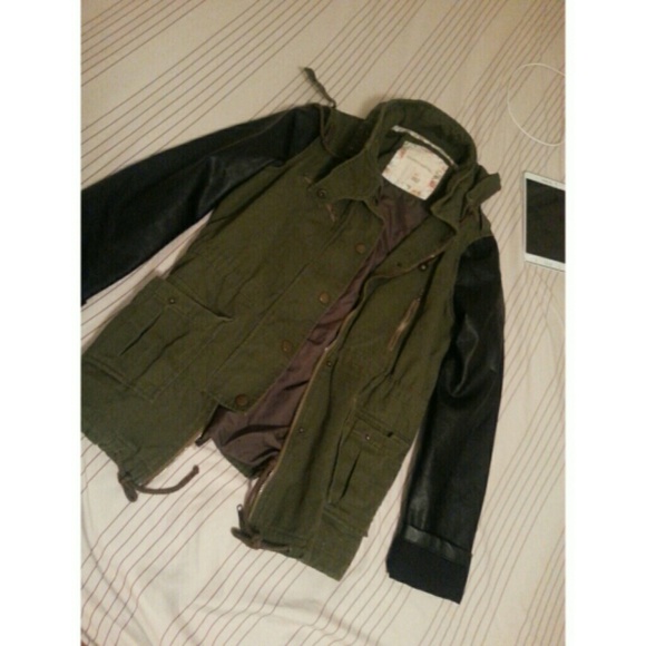 Army green leather jacket