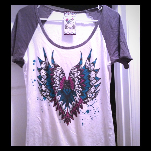 White & grey tee by A Fine Mess