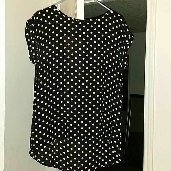 Black/white polka dot blouse