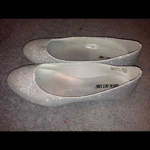 Silver glitter flats