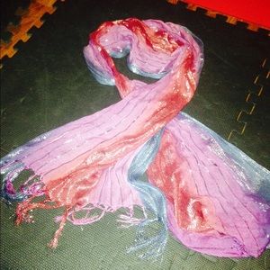 Scarf-purple, maroon, blue, some tinsel through it