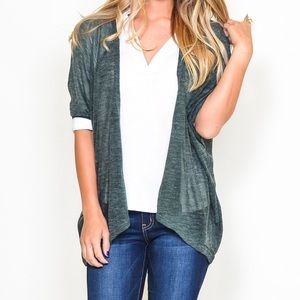 HEATHER GREEN OPEN CARDIGAN