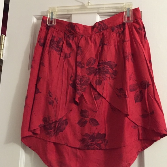 Red floral skirt