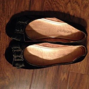 Dark brown velvet flats!