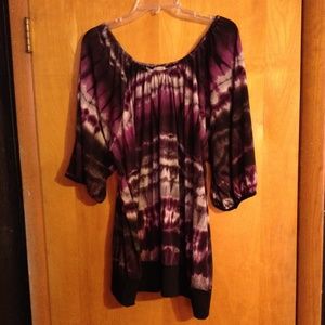 Purple, black, and gray tie-dye top
