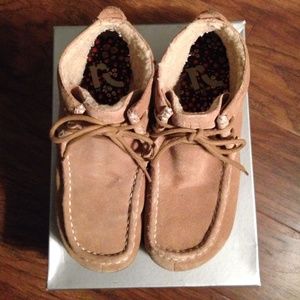 Beige faux suede ankle lace up boots!