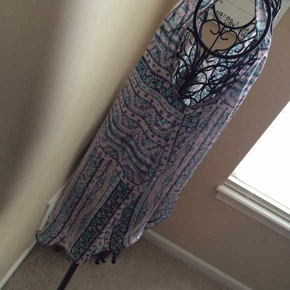 Chiffon Faux-Wrap Tank. - Picture 2 of 4
