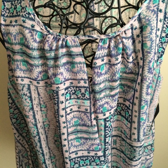 Chiffon Faux-Wrap Tank. - Picture 3 of 4