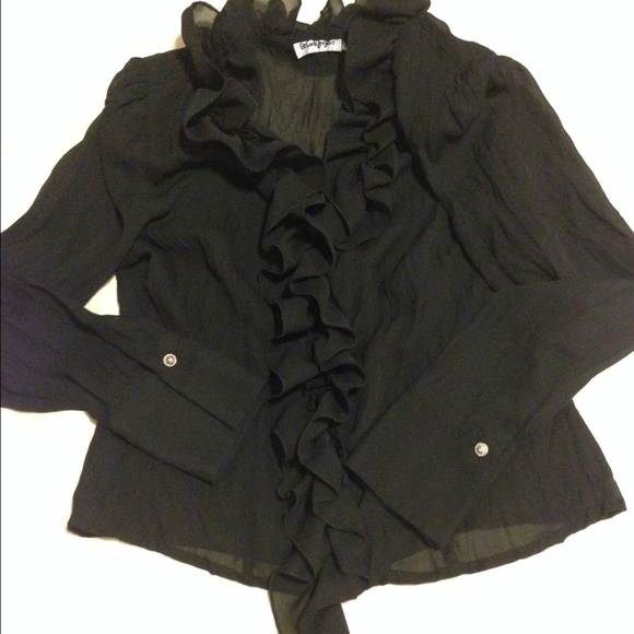 🎈SOLD El Corte Inglés Black Ruffle Blouse