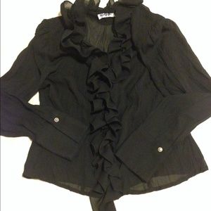 🎈SOLD El Corte Inglés Black Ruffle Blouse