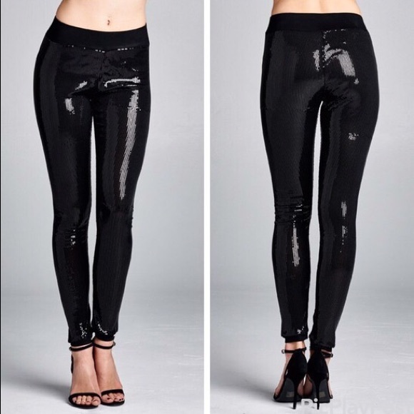 💟🆕BROOKE// BLACK SEQUIN PANTS - Picture 3 of 3