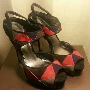 Bebe Diane Suede Multi Color Platform shoes