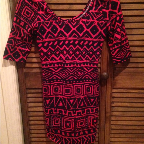 Pink and navy body con dress