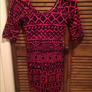Pink and navy body con dress