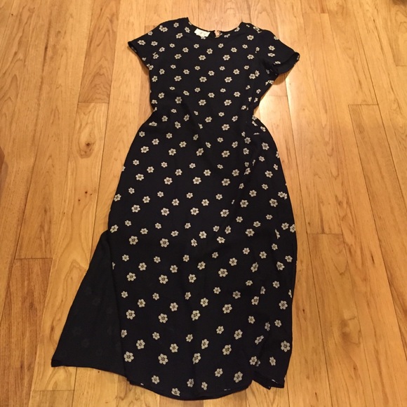 Vintage Silk Floral Maxi Dress