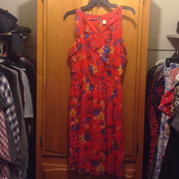 Floral orange/multi colored dress sz L