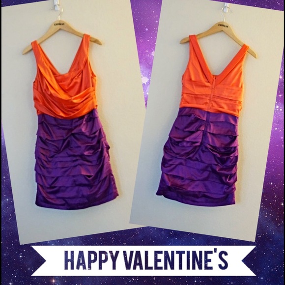 Express party color block  dress. Pink and purple