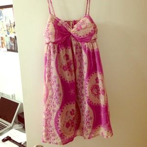 Free people boho pink sundress with design