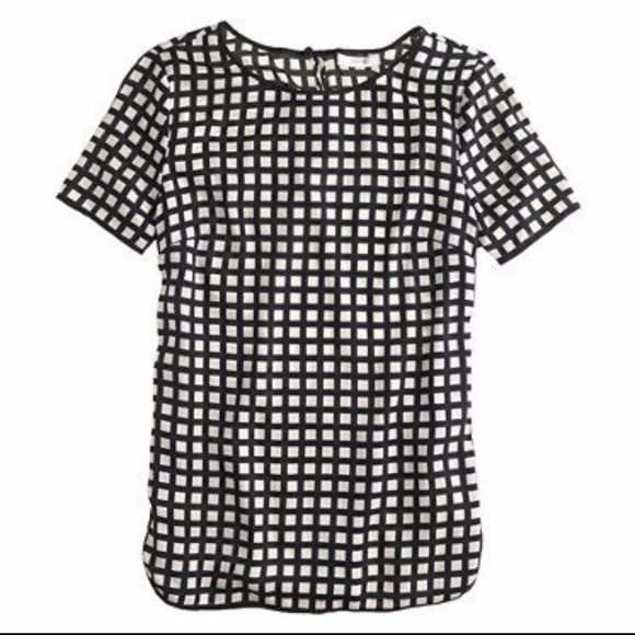 Jcrew Tipped silk tee in windowpane - Picture 2 of 4