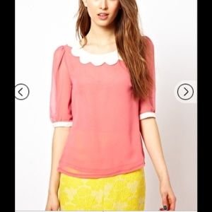 Max C Blouse with Scallop Collar