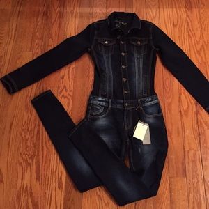 NWT Roma Gold Premium Long Sleeve Denim  Jumpsuit