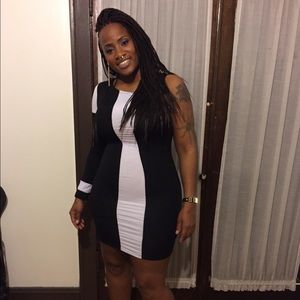 Black and white one arm dress