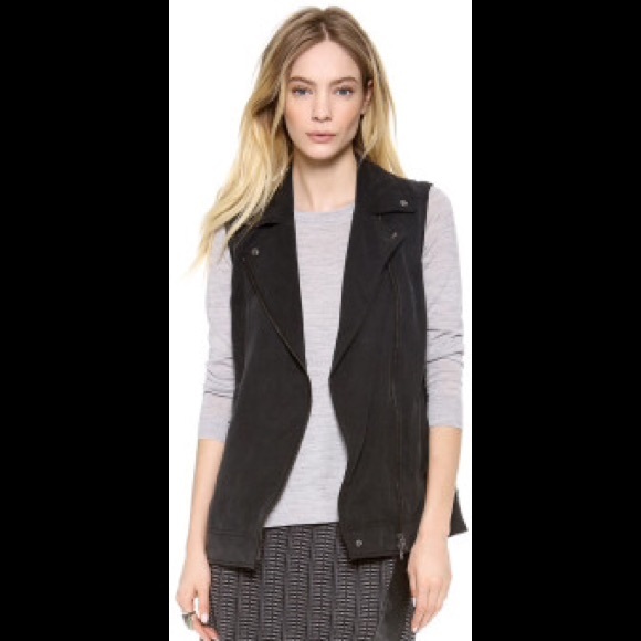 Club Monaco Black Whitney Sleeveless Moto Vest
