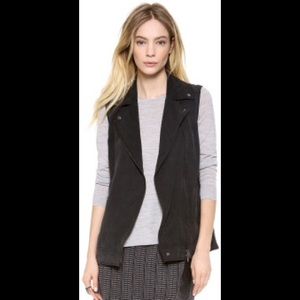 Club Monaco Black Whitney Sleeveless Moto Vest
