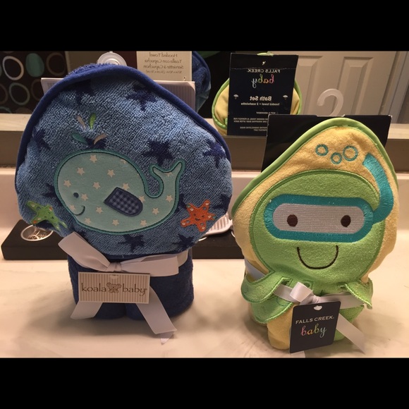 Yellow hooded towel for baby.