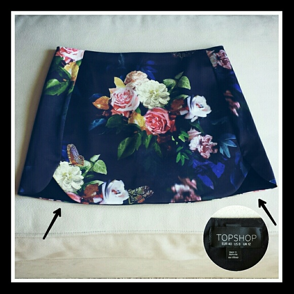 TOPSHOP Floral Butterfly Mini Skirt