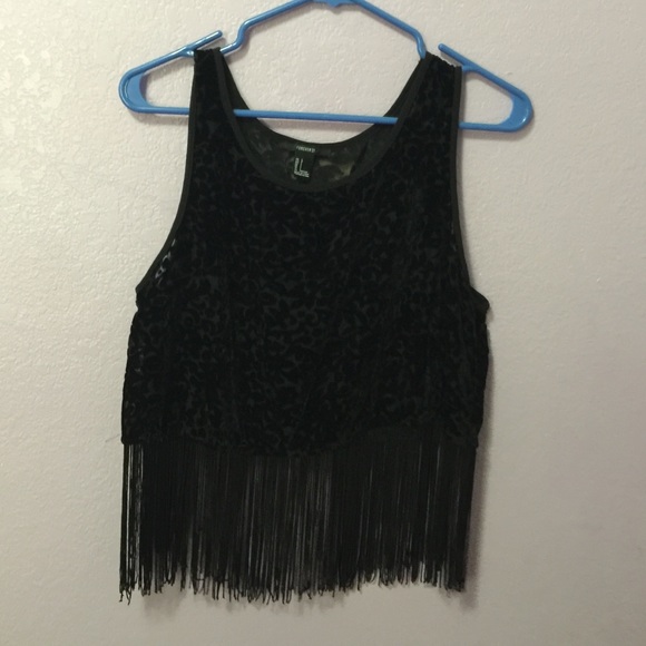 Forever 21 black lace fringe top
