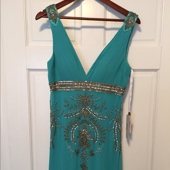 Sue Wong Aqua Beaded Dress