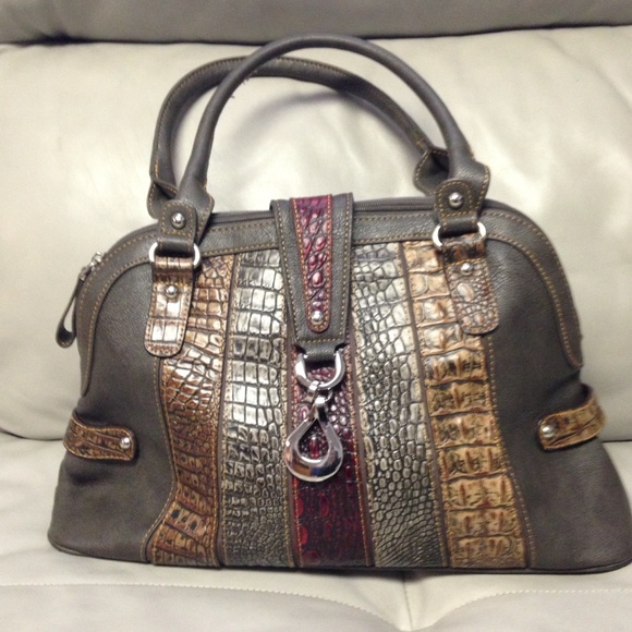 Madie Claire Handbags - Fabulous Reptile and Croco Embossed Domed Handbag!