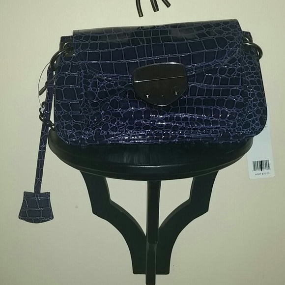 Mondani (newyork) Handbags - Mondani newyork navy blue croc handbag