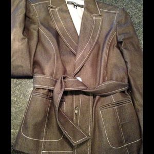 Cute Nine West brown jacket with sash.