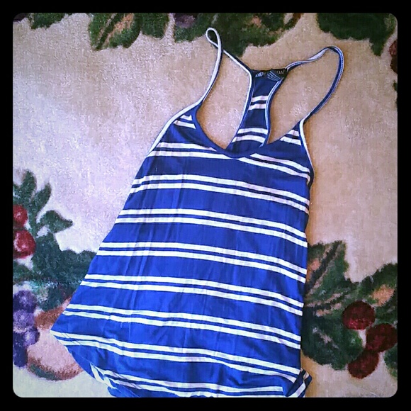 Blue and white stripped racer back tank