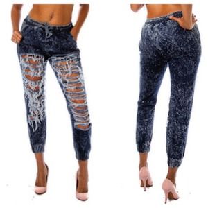 destroyed ripped denim jogger m from peces s closet destroyed ripped denim jogger m from peces s closet