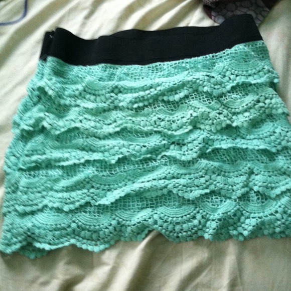 Mint Green Lace Skirt