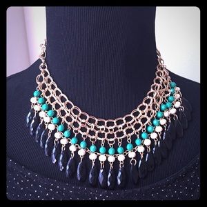 Bohemian Neon Bib  Vintage Gold Necklace Fashion