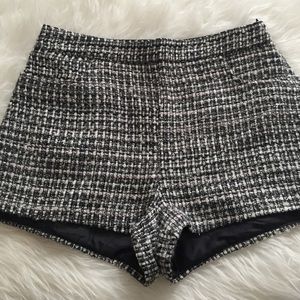 High waisted metallic tweed shorts