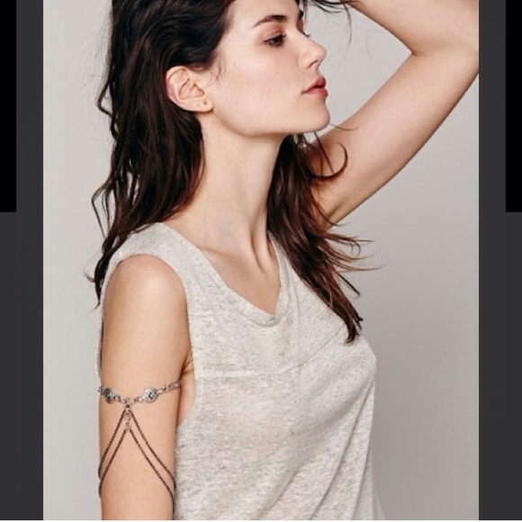 Free people silver layered chain armband