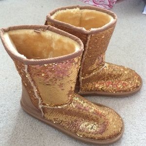 Gold sequin boots
