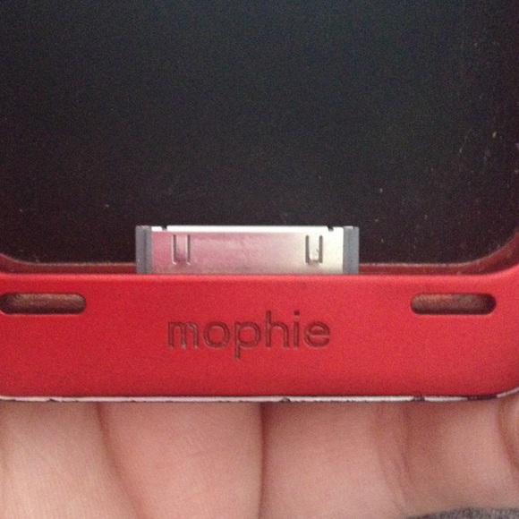 Red rechargeable mophie case for iPhone 4
