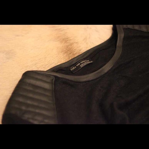 Zara Mesh Top with Leather Shoulder Pads