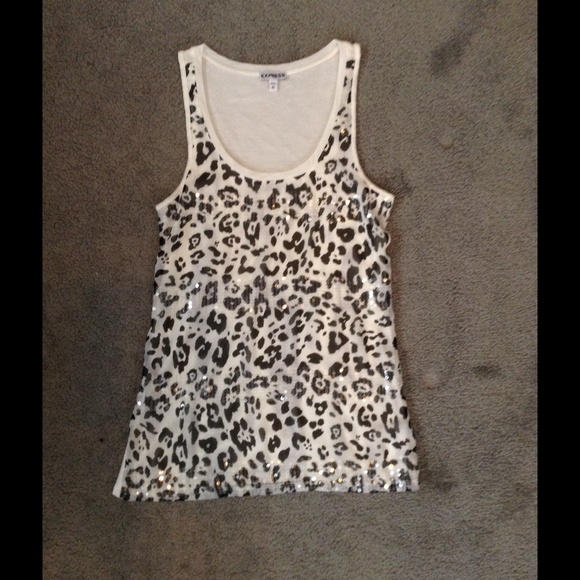 Express Animal Print Tank with Sequins - Picture 3 of 4