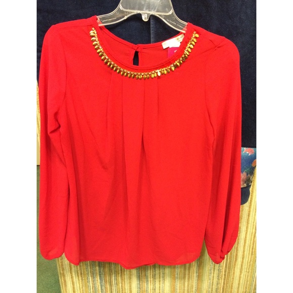Never worn Red and gold agaci blouse
