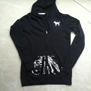 RESERVED Black pink sequin hoodie