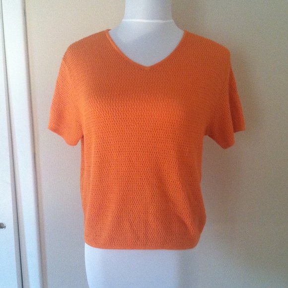 The Limited Orange Mesh Top Large V-Neck