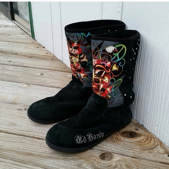 Ed hardy suede boots!!