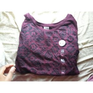 Maroon Aztec Print PINK Raglan